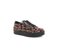 Pavers Wide Womens Wide Fit Zip & Lace Platform Trainers Black Multi Size 5