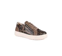 Pavers Womens Wide Fit Zip & Lace Platform Trainers Brown Leopard Size 5