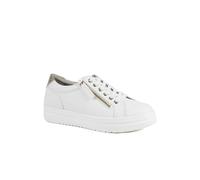 Pavers Wide Fit Zip & Lace Platform Trainers In White White 5