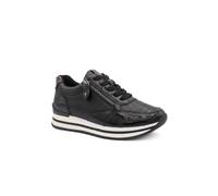Pavers Women's Wide Fit Zip & Lace Trainers W/ Cushioned Sole in Jet Black | Size: 7 Pavers Jet Black 7