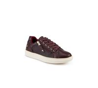 Pavers Wide Womens Wide Fit Zip & Lace Trainers with Grip Sole Burgundy