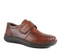 Wide Fit Leather Smart Adjustable Fit Shoes - Cognac Size 7