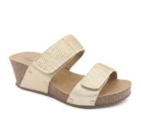 Pavers Women's Dual Adjustable Fasten Wedge Sandals in Gold | Size: 6 Pavers Gold 6