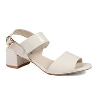 Smart Block Heel Buckle Fasten Sandals - Beige Patent Size 7