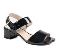 Smart Block Heel Buckle Fasten Sandals - Navy Patent Size 5