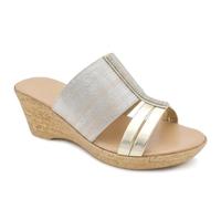 Pavers Wide Womens Wide Fit Stretchy Mule Sandals Gold Size 5