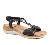 Pavers Wide Womens Wide Fit Wedge Heel Elasticated Sandals Black Size 5