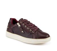 Pavers Wide Womens Wide Fit Zip & Lace Trainers with Grip Sole Burgundy