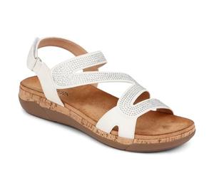 Pavers Women's Adjustable Embellished Sandals in White - Casual Open Toe Shoes with Jewel Accents - Ladies Summer Footwear - Size UK 4 / EU 37