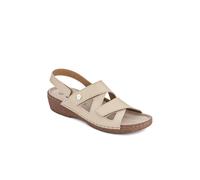 Pavers Women's Adjustable Leather Slingback Sandals in Beige | Size: 5