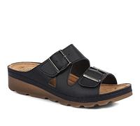 Pavers Women's Adjustable Mule Sandals in Black - Comfortable Faux Leather Shoes with Suede Insole - Ladies Summer Footwear - Size UK 7 / EU 40