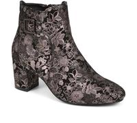 Pavers Women's Ankle Boots in Black with Floral Design - Bold Heeled Shoes with Cushioned Insoles - Comfort Fit Ladies Footwear - Size UK 7 / EU 40