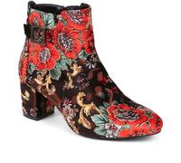Pavers Women's Ankle Boots with Floral Design - Bold Heeled Shoes with Cushioned Insoles - Comfortable Fit Ladies Footwear - Size UK 6 / EU 39