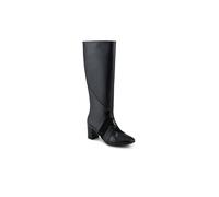 Pavers Block Heel Faux Leather Long Boots - Black Size 5