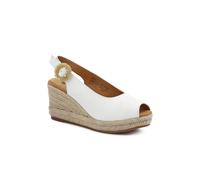 Pavers Women's Buckle Fastening Wedge Espadrilles in White | Size: 7 Pavers White 7