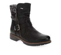 Pavers Women's Casual Biker Boots in Black with Faux Fur Trim - Ladies Stylish Shoes with Buckle Detail - Faux Leather Footwear - Size UK 7 / EU 40