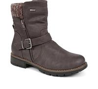 Pavers Women's Casual Biker Boots in Grey with Faux Fur Trim - Ladies Stylish Shoes with Buckle Detail - Faux Leather Footwear - Size UK 7 / EU 40