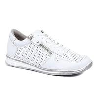 Pavers Womens Casual Lace-Up Trainers in White - Comfortable Shoes to Walk in - Breathable Perforated Design with Zip Fastening & Cushioned Insole - UK Size 5