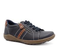 Pavers Women's Casual Zip & Lace Fasten Shoes in Navy | Size: 6