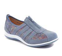 Pavers Womens Casual Zip-Up Trainers in Blue Multi - Comfortable Shoes to Walk in - Breathable Mesh Upper & Lightweight Everyday Trainers - UK Size 2