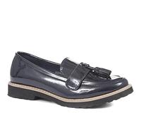 Pavers Ladies Chunky Tassel Loafers in Black Patent- Perfect for Everyday Style & Superior Comfort - Lightweight & Easy Slip On - Size 8 / EU 41