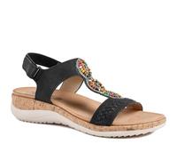 Pavers Comfort Beaded Wedge Sandals - Black Size 5