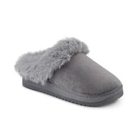 Pavers Womens Cosy Mule Slippers Grey Size 6 | Autumn Winter Collection | Mules Slipper | Pull On | Flat | Memory Foam Insole