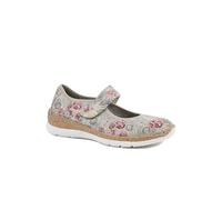 Pavers Cushioned Touch Fasten Mary Janes - Grey Floral Size 7