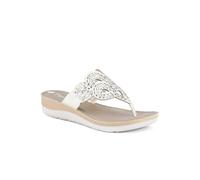 Pavers Women's Diamante Cushioned Toe Post Sandals in White | Size: 7 Pavers White 7