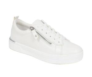 Pavers Women's Dual Fasten Trainers in White - Lace Up and Zip Closed Athletic Shoes - Comfortable Ladies Sports Footwear - Size UK 7 / EU 40