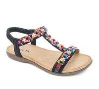 Pavers Elasticated Beaded Slip On Sandals - Black Size 4