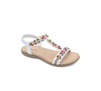 Pavers Elasticated Beaded Slip On Sandals - White Size 5