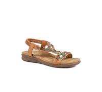 Pavers Elasticated Embellished Slingback Sandals - Tan Size 6