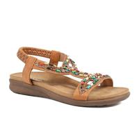 Pavers Elasticated Embellished Slingback Sandals - Tan Size 6