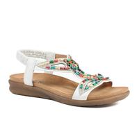 Pavers Womens Elasticated Embellished Slingback Sandals White Size 6