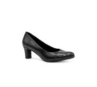 Pavers Women's Elegant Stacked Heel Court Shoes in Jet Black | Size: 7