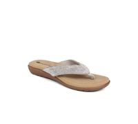 Pavers Women's Embellished Toe Post Sandals in Metallic Silver | Size: 8