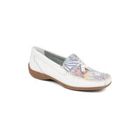 Pavers Women's Embroided Panel Leather Loafers in White | Size: 5 Pavers White 5