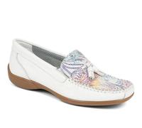 Pavers Women's Embroidered Panel Loafers in White Multi Leather - Casual Shoes with Tassels - Comfortable Fit Ladies Footwear - Size UK 7 / EU 40