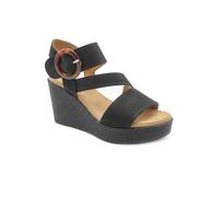Pavers Womens Fashionable Woven Wedge Heel Sandals Black Size 3