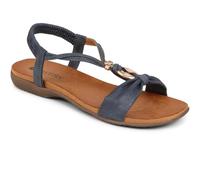 Pavers Women's Flat Strappy Sandals in Navy - Peep Toe Casual Shoes with Wider D/E Fit - Comfortable Ladies Summer Footwear - Size UK 8 / EU 41