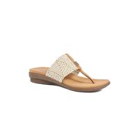 Pavers Flexible Wide Fit Toe Post Sandals - Beige Multi Size 4
