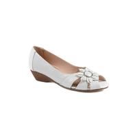 Pavers Flower Detail Peep Toe Wedge Pumps - Silver Size 8