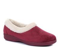 Pavers - Womens Full Slipper in Burgundy - Faux Fur Collar - Provides Ultimate Comfort - Indoors & Out - Size 9 UK