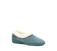 Pavers - Womens Full Slipper in Teal - Faux Fur Collar - Provides Ultimate Comfort - Indoors & Out - Size 3 UK