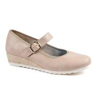 Pavers Women's Grippy Adjustable Fasten Mary Janes in Beige | Size: 7 Pavers Beige 7
