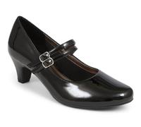 Pavers Women's Heeled Mary Janes in Black Patent - Adjustable Glossy Shoes with Double Strap - Comfortable Ladies Casual Footwear - Size UK 5 / EU 38