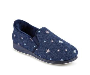 Pavers - Womens Just Step In Memory Foam Slippers in Navy - Memory Foam Insole That Moulds to the Foot - Light & Flexible - Slip into Comfort Quickly - Size 5 UK