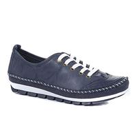 Pavers Women's Lace-Up Trainers in Navy with Brogue Detailing - Lightweight & Flexible Sole Shoes - Wide Fit Ladies Footwear - Size UK 4 / EU 37