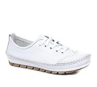 Pavers Women's Lace-Up Trainers in White with Brogue Detailing - Lightweight & Flexible Sole Shoes - Wide Fit Ladies Footwear - Size UK 7 / EU 40